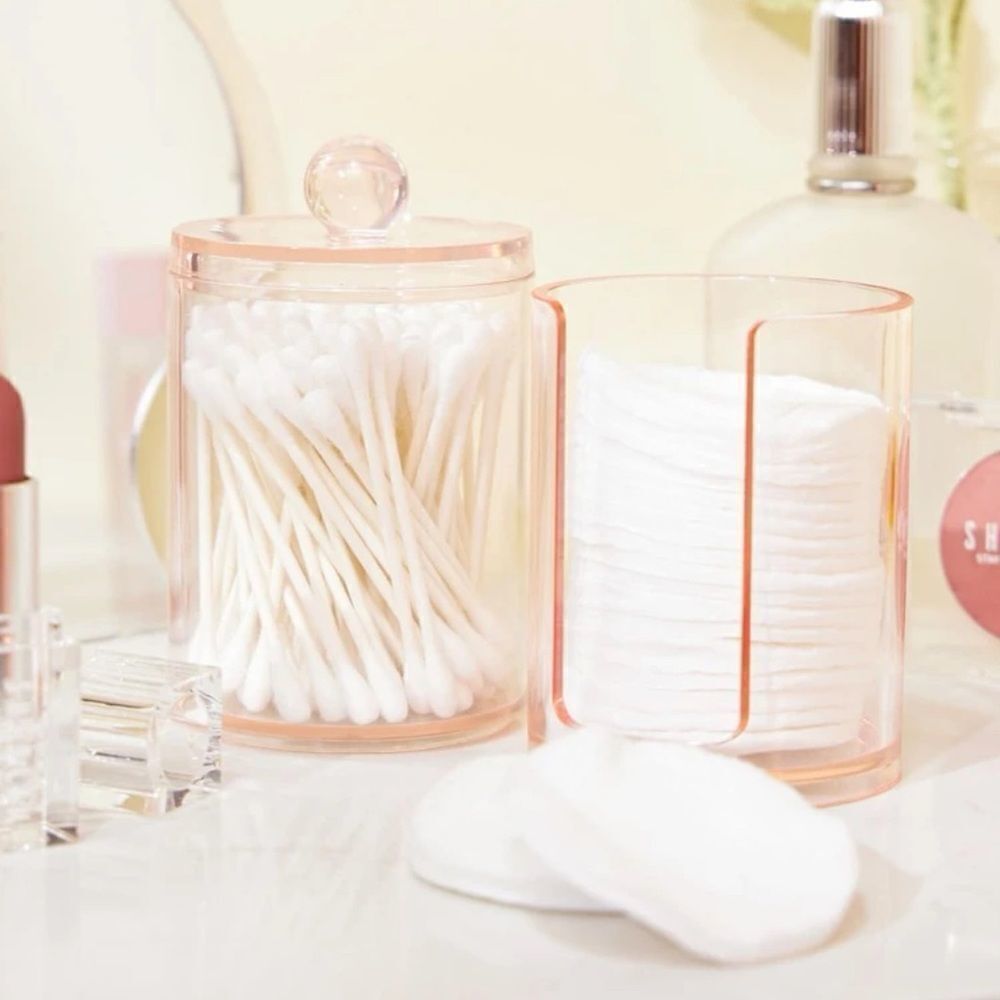 Stackable Clear Pink Acrylic Canister